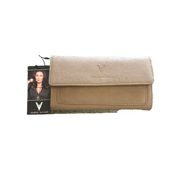 Vanessa William NWT Tan Wallet Wristlet Suede Snap Over - Picture 1 of 6